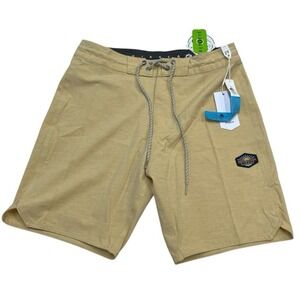 Vissla Solid Sets Boardshorts Khaki Size 29 18.5" Swim Trunks Quick Dry Beach